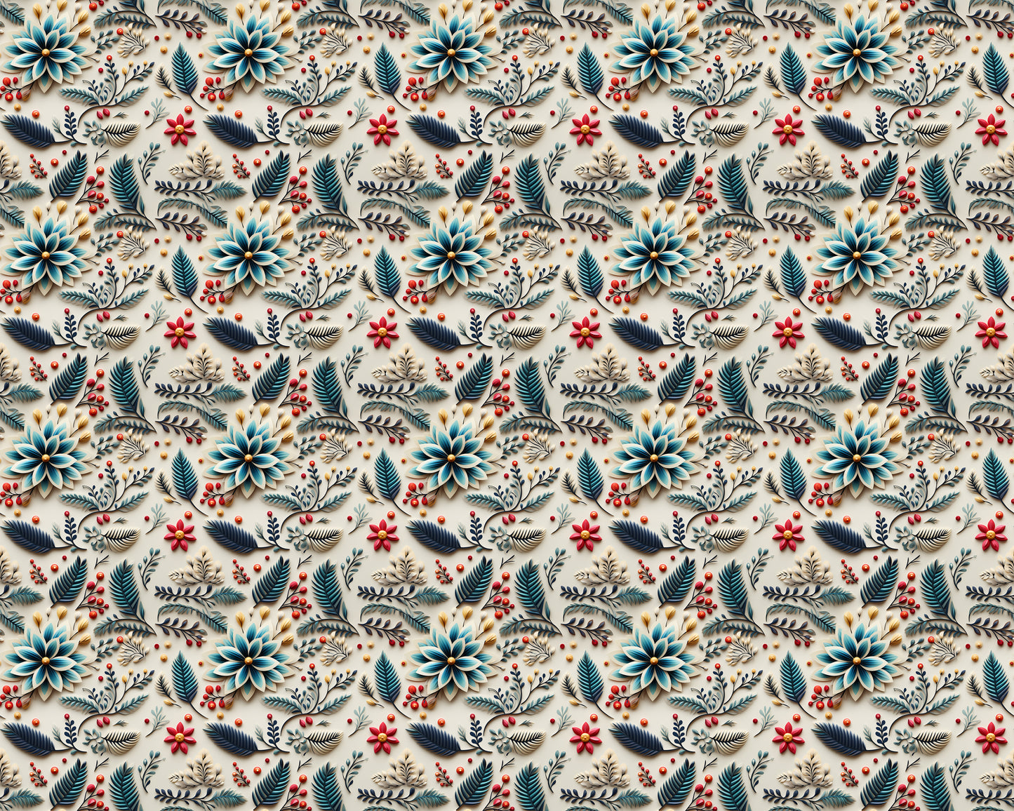 Colored 3D Paper & Leaves On A White Surface Wallpaper Roll