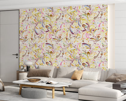 Floral Colorful Pattern Wallpaper Roll