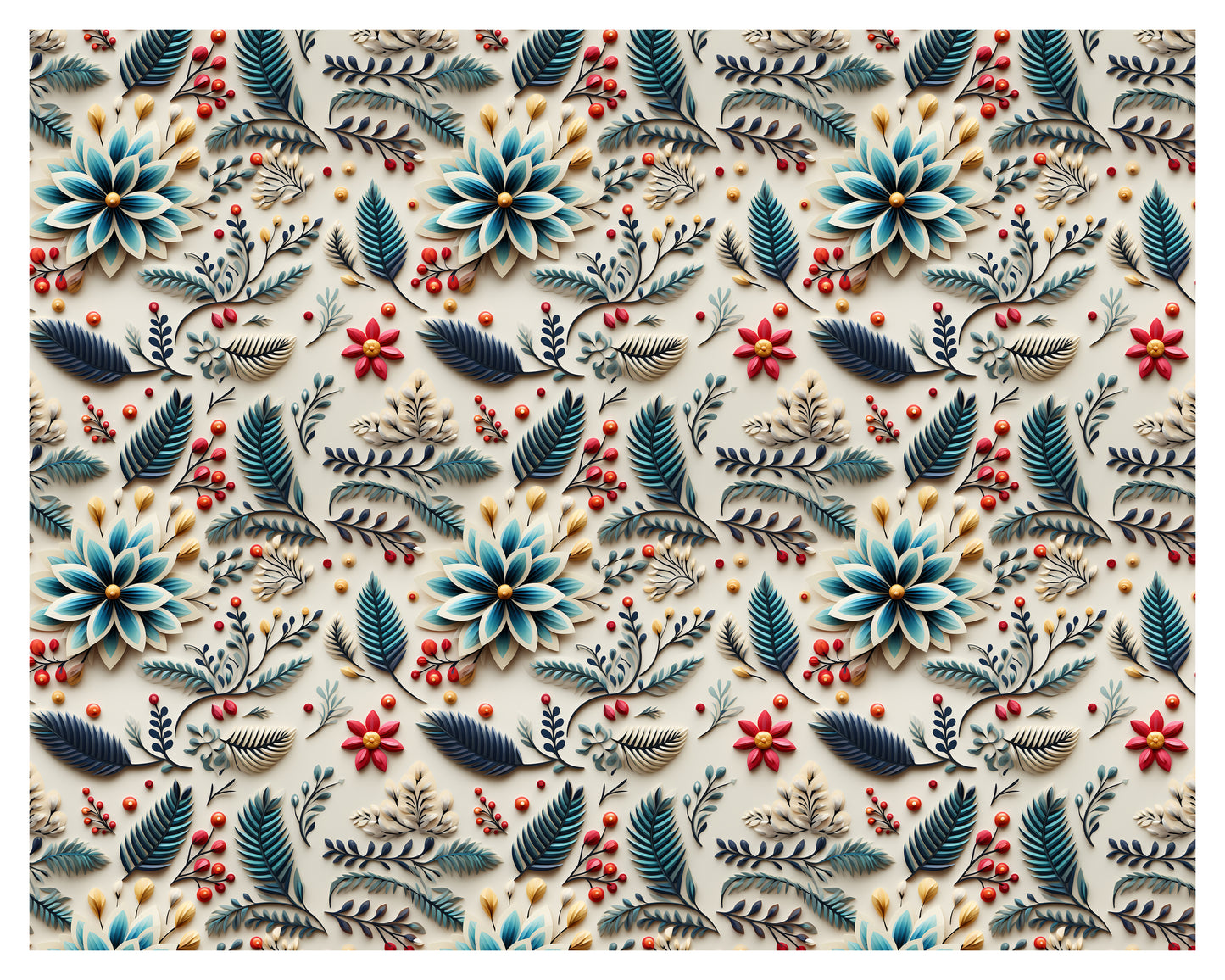 Colored 3D Paper & Leaves On A White Surface Wallpaper Roll