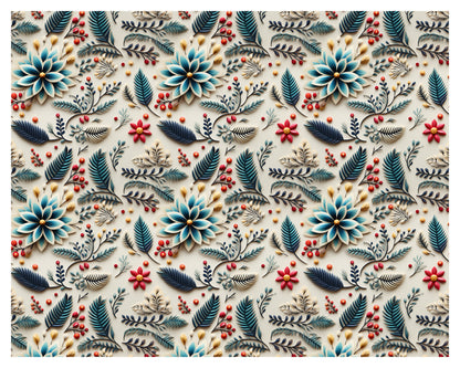 Colored 3D Paper & Leaves On A White Surface Wallpaper Roll