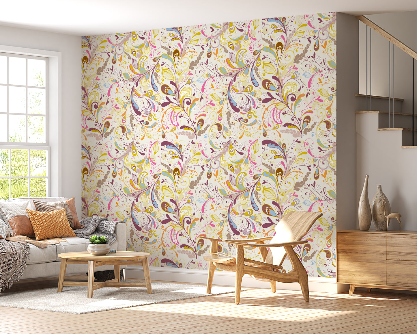 Floral Colorful Pattern Wallpaper Roll