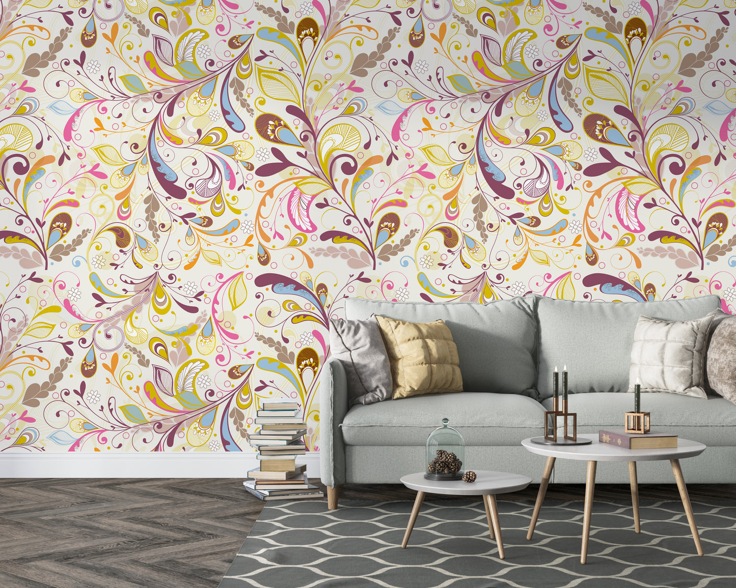 Floral Colorful Pattern Wallpaper Roll