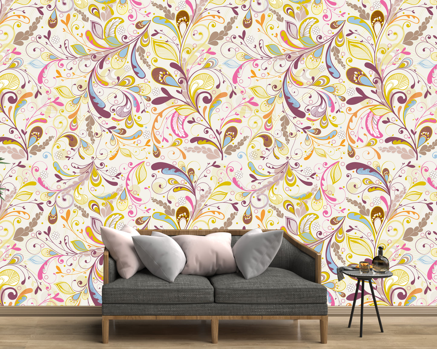 Floral Colorful Pattern Wallpaper Roll