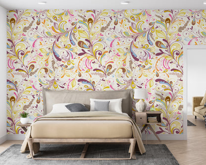 Floral Colorful Pattern Wallpaper Roll